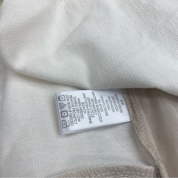 LOGO Lounge knit cardigan layered hem open front pockets size large white - Picture 4 of 6